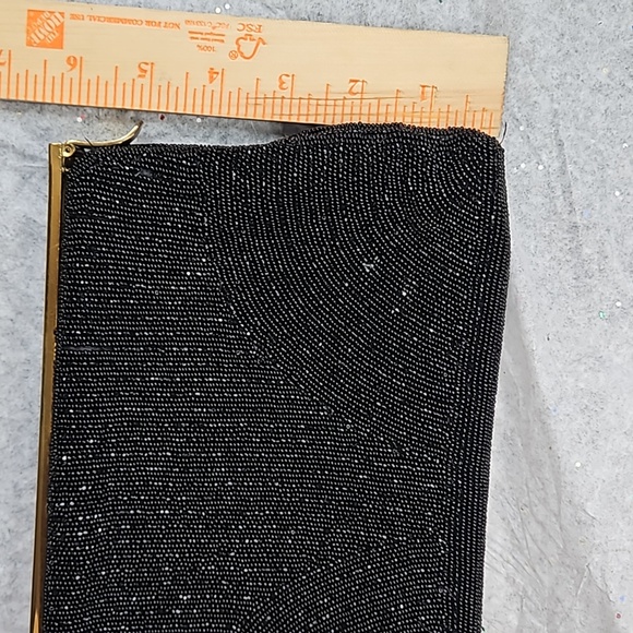 Walborg Vintage Beaded Evening Clutch Purse Black with Gold Handmade in Belgium - Picture 16 of 16